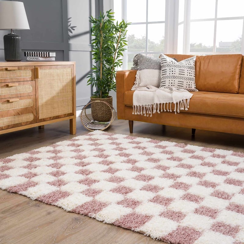Hauteloom Atira Living Room, Bedroom Area Rug - Contemporary - Plush Pile - Light Gray,Cream - 7'10" x 10'3"