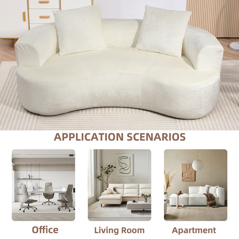 XINMICS 79'' Modern Sectional Sofa, 2-Seater Chenille Sofa with 2 Pillows, U-Shape Foam Sofa No Assembly Required