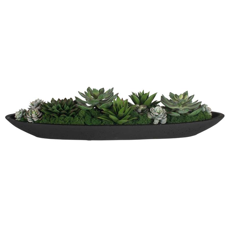 Uttermost Verde Succulent Centerpiece In Bowl - 29.00" W x 6.00" H x 8.00" D
