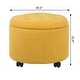 preview thumbnail 18 of 20, Adeco 20" Wide Button Tufted Round Storage Ottoman with Casters