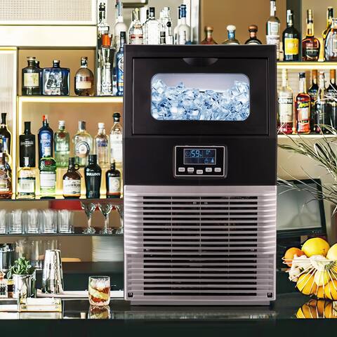 66 lbs. Black Ice Maker with self cleaning mode and Ice Scoop