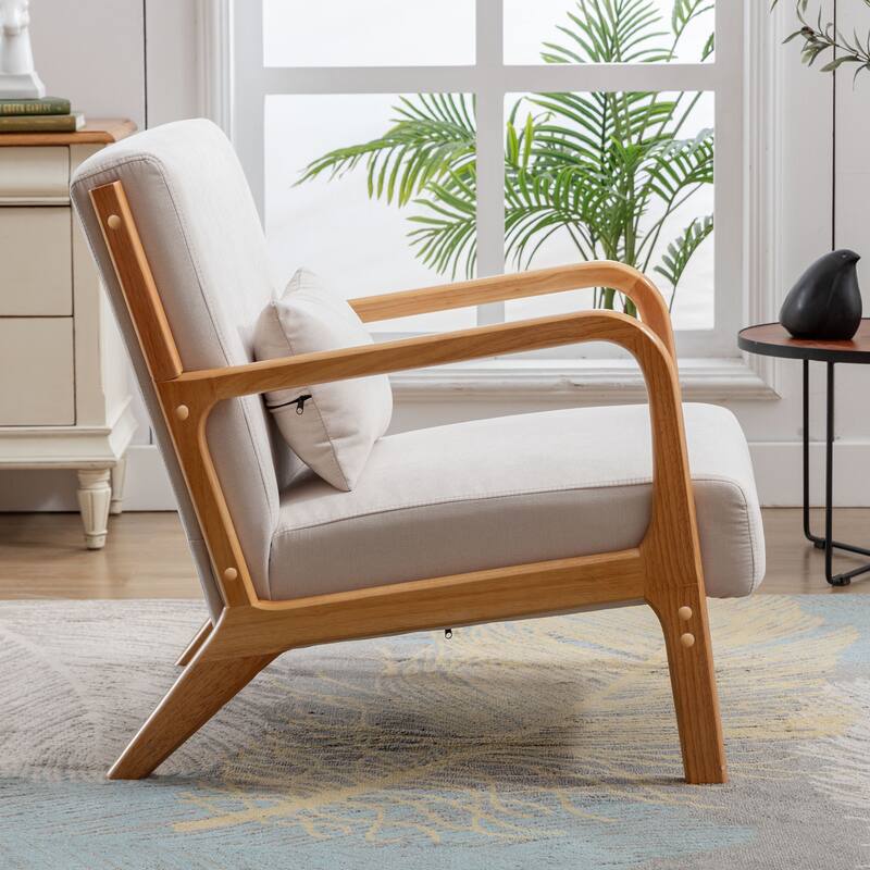 Modern Accent Chair with Solid Wood Frame