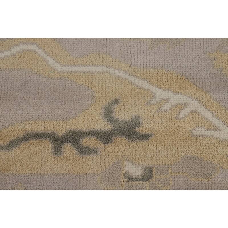 Earth Tone Oushak Indian Area Rug Handmade Beige Wool Carpet - 8'11" x 11'10"
