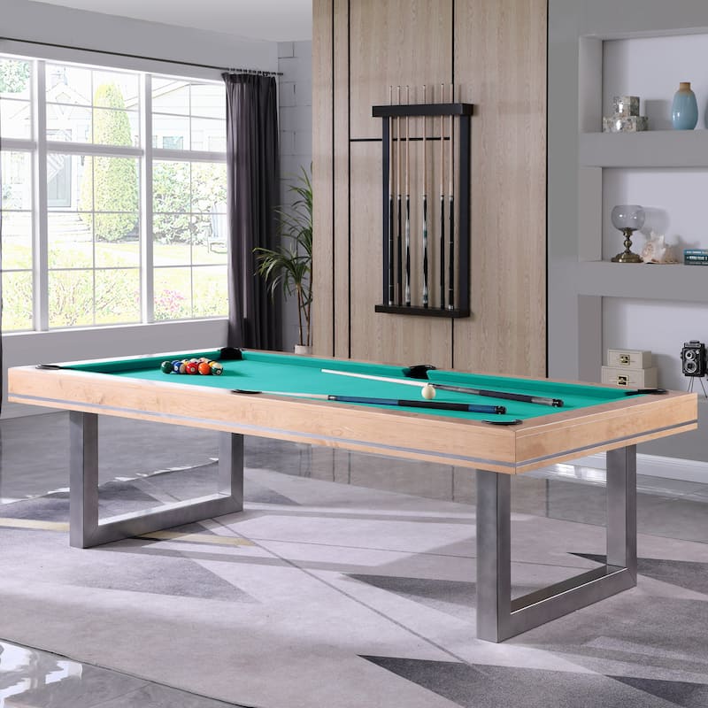 Harmony Maple 8ft Billiard Slate Bed Pool Table - Green/Yellow
