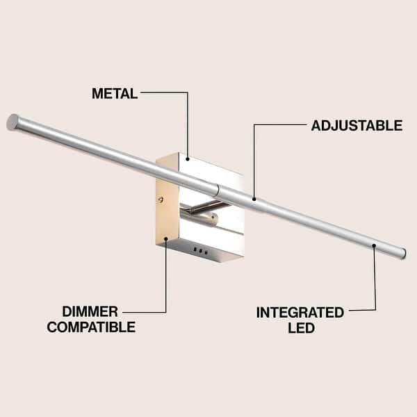 dimension image slide 8 of 34, JONATHAN Y 28" Dimmable Integrated LED Metal Wall Sconce