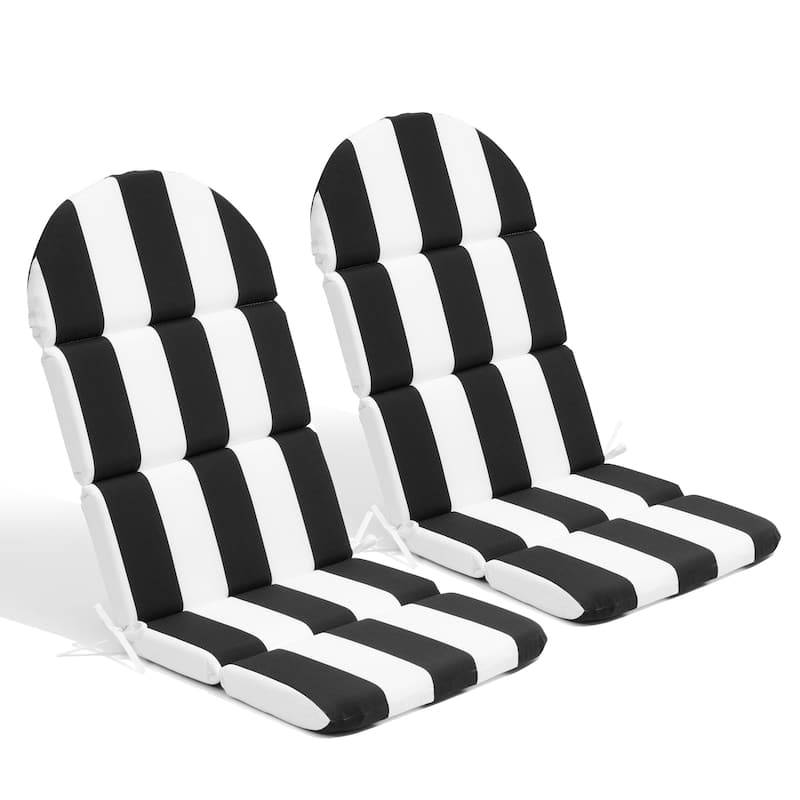 Outdoor Adirondack Chairs Cushion with Sunbrela Fabric - 2PC - Black&White