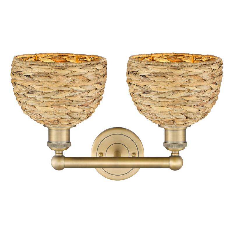 Innovations Lighting Endless Possibilities Edison - Woven Rattan - 2 Light 17" Bath Vanity Light