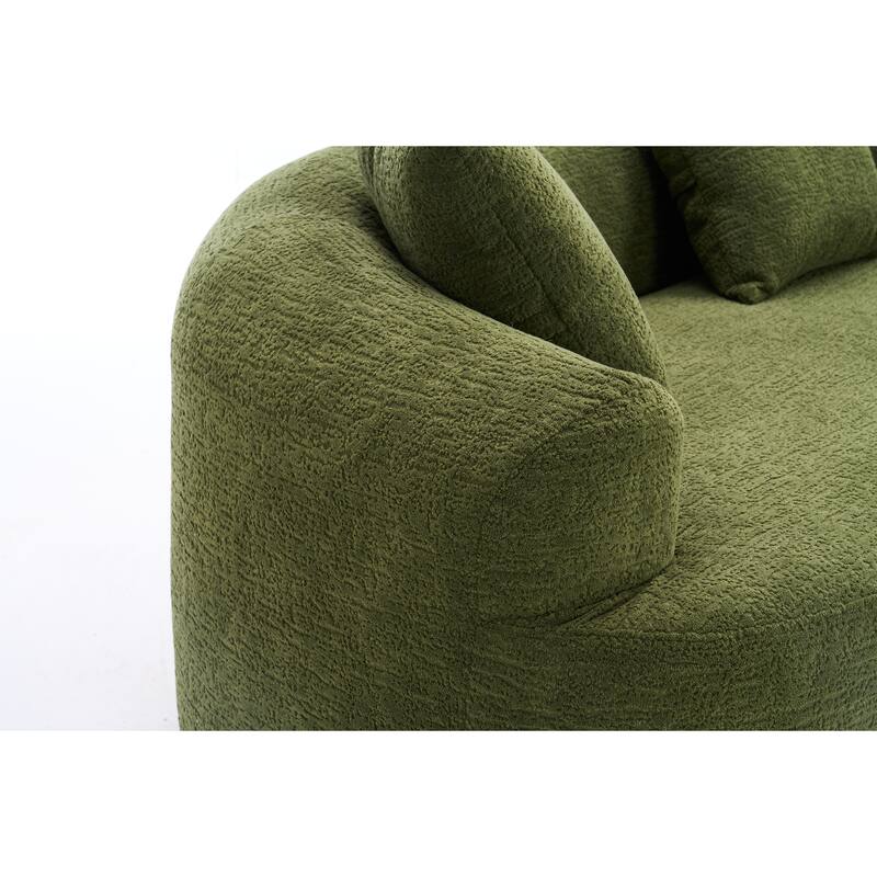 Modular Curved Sectional Sofa, Full Compression 4-Seater Foam Couch, Chenille Boneless Cloud Sofa for Living Room, Bedroom