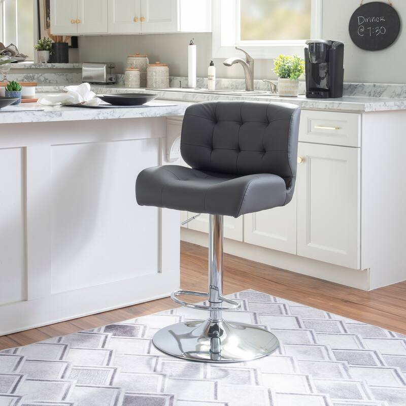 Reilly Adjustable Faux Leather Barstool - Grey