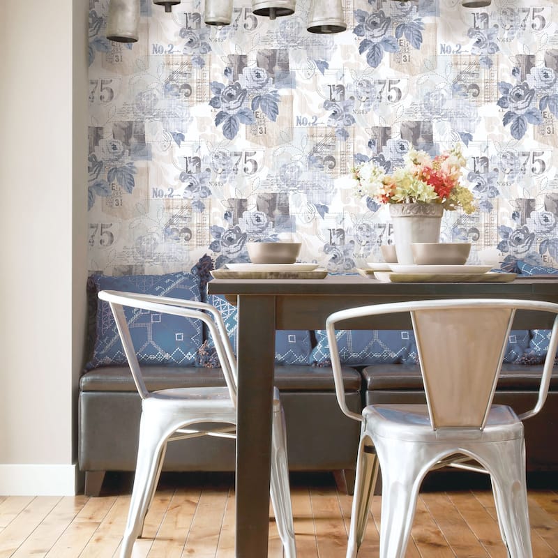 Galerie Wallcoverings Nordic Elements Floral Rose Patchwork Non-woven Matte Wallpaper Roll
