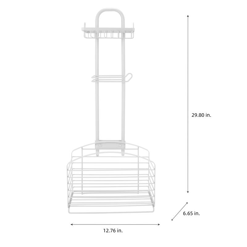 Bath Bliss Ellipse Collection Adjustable Bathroom Organizer in White - 11.75"x 5.75"x 29.8"