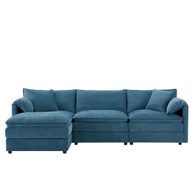Chenille Modular Cloud Couch Oversized Sectional Sofa with Ottoman