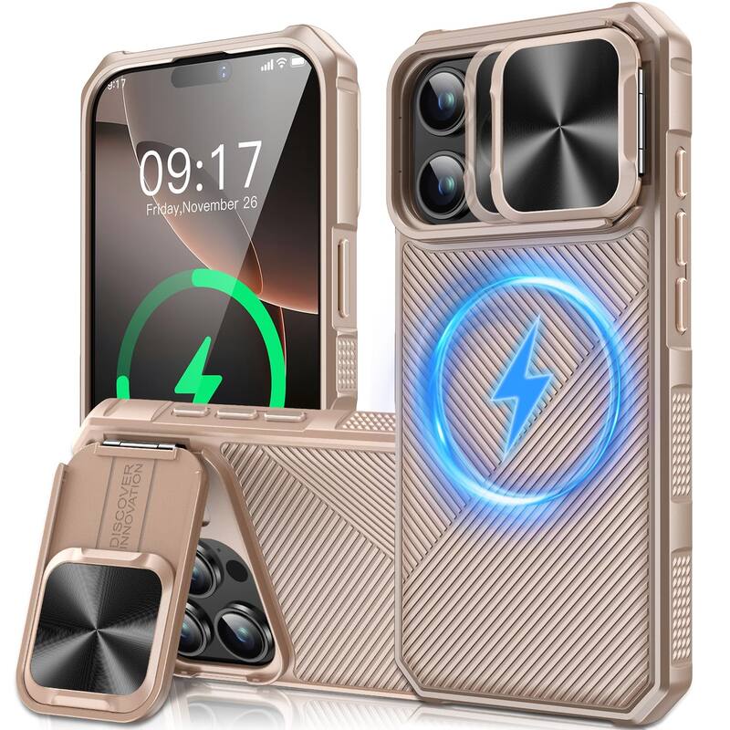 iPhone 16 Pro Max Camera Protection Kickstand - Case Compatible with Mag Safe, Protective Shockproof Military, Phone Case