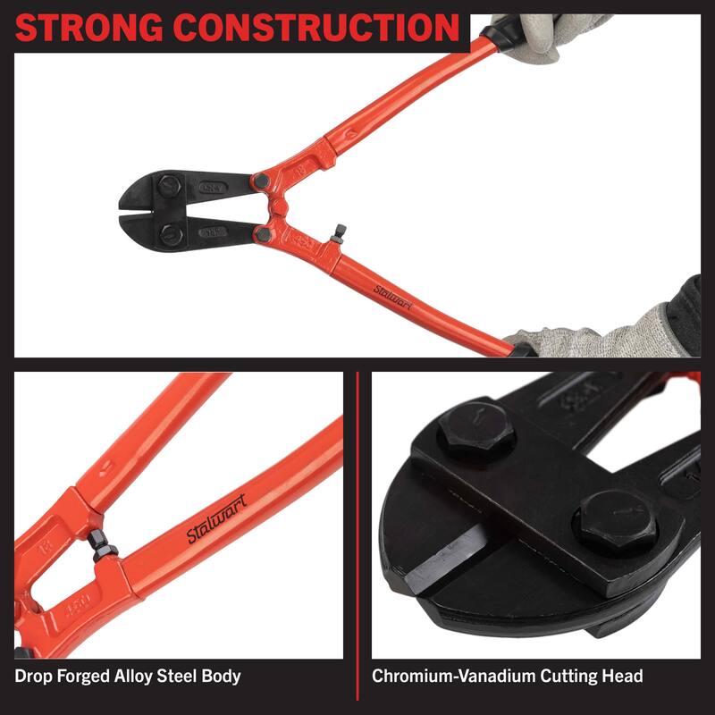 Bolt Cutter - Drop Forged Hardened Alloy Steel Cutter with Ergonomic Grips - Cuts Chains, Wires, Bolts, Locks by Stalwart