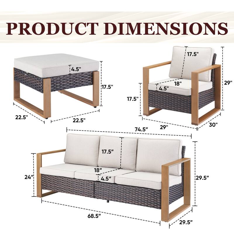 Gymojoy Outdoor Wicker Patio Furniture Sofa Set