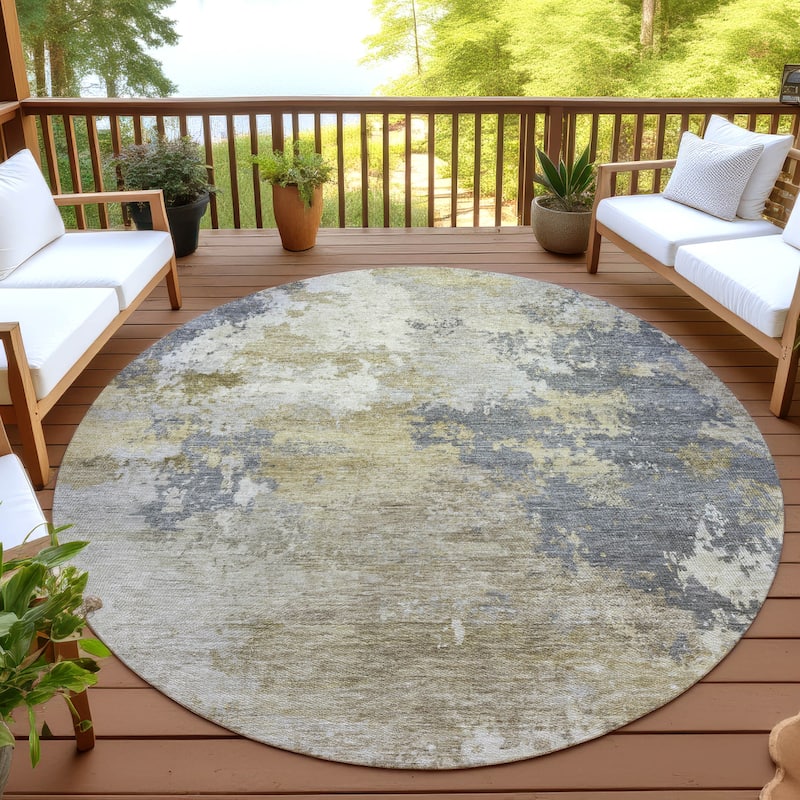 Machine Washable Indoor/ Outdoor Modern Contemporary Chantille Rug - Gray - 8' x 8'