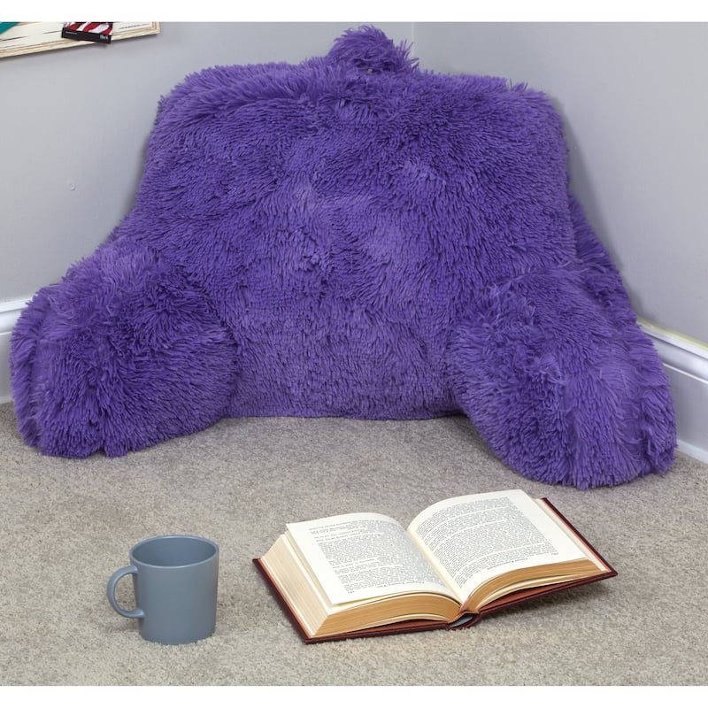 Klear Vu Shaggy Bed Rest Back Support Pillow, One Size - Purple