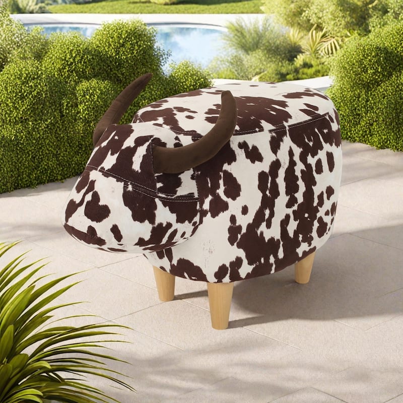 Bessie Fabric Cow Ottoman by Christopher Knight Home