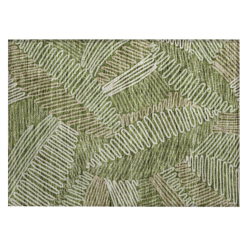 Machine Washable Indoor/ Outdoor Chantille Contemporary Squiggles Rug