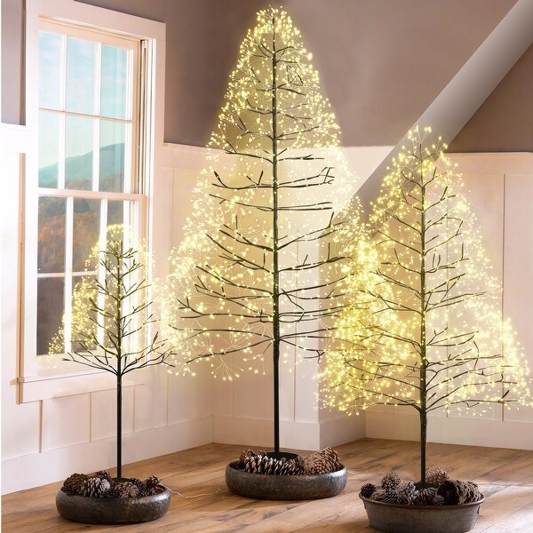 3-Piece Brich Tree Light Tree 4FT & 5FT & 6FT, Lighted Christmas