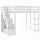 preview thumbnail 21 of 20, Loft Bed with Shelves, Storage Staircase, Small Wardrobe & White LED Light