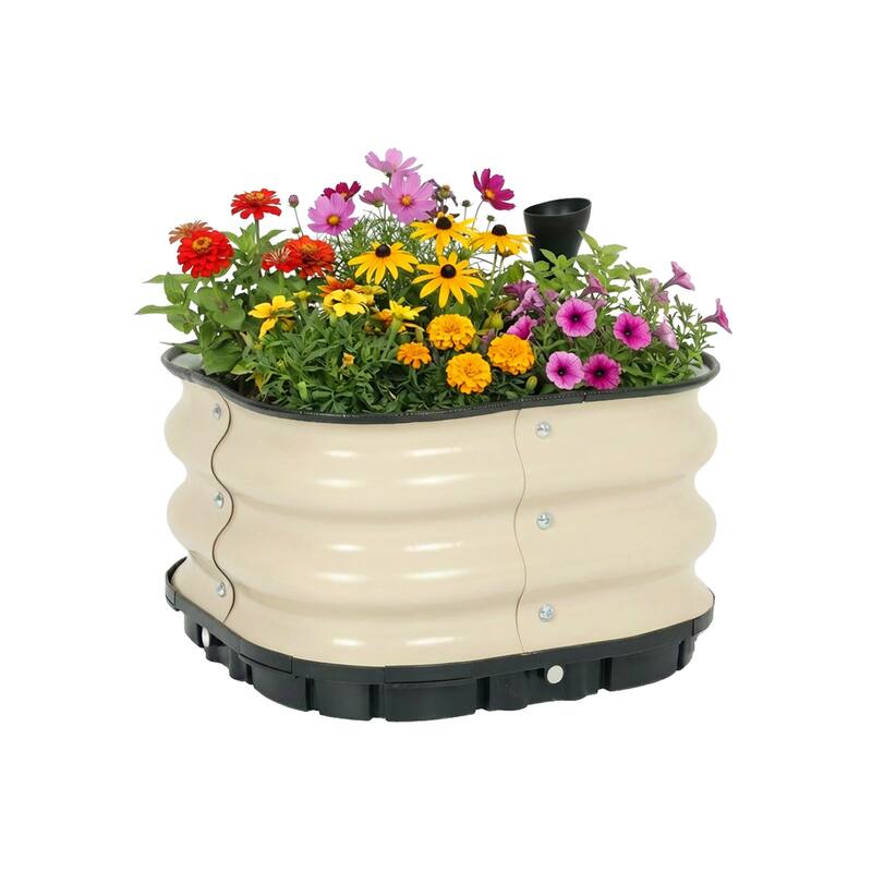 Aoodor Galvanized Self-Watering Planter Box - Beige - 16.5"W x 16.5"D x 11.2"H