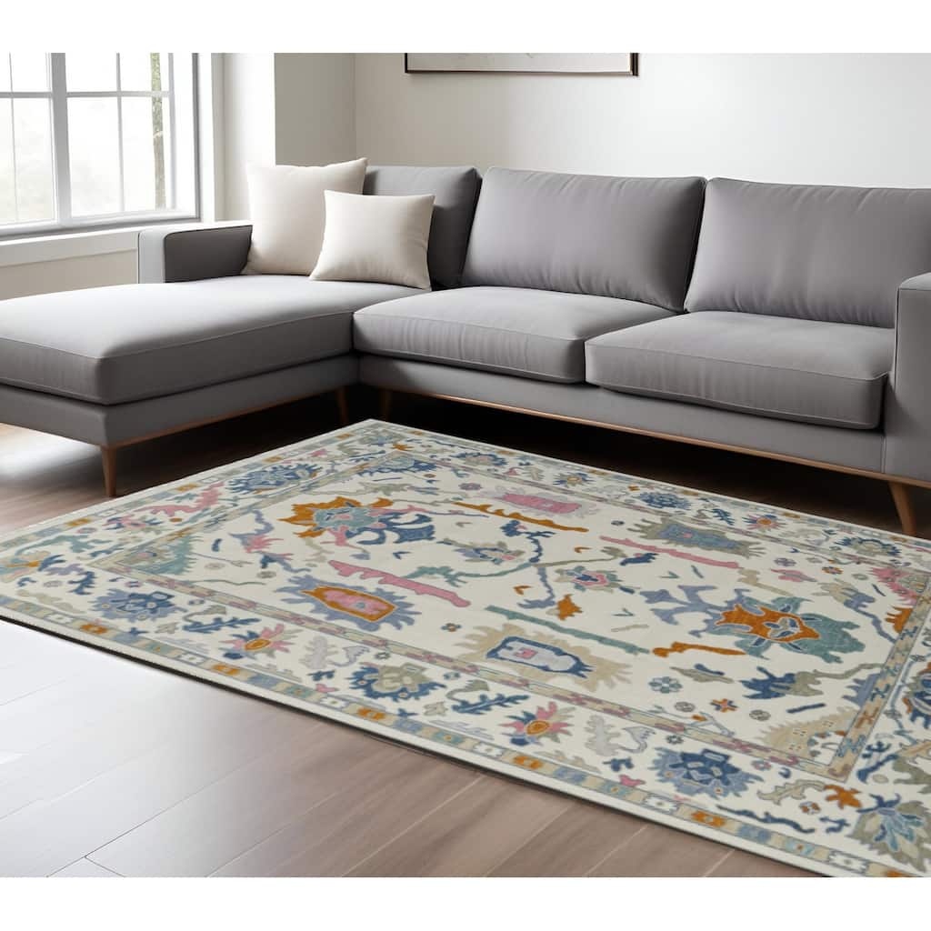 HomeRoots Floral Bohemian Rectangle Area Rug