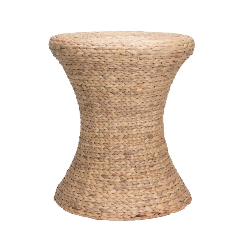 Household Essentials Handwoven Water Hyacinth Hourglass-Shaped Wicker Stool - Beige