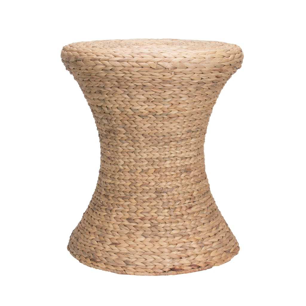 Household Essentials Handwoven Water Hyacinth Hourglass-Shaped Wicker Stool