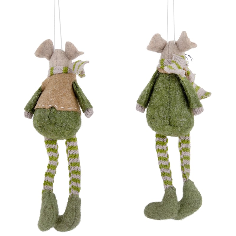 Set of 2 Boy and Girl Mice Christmas Ornaments 7.5"