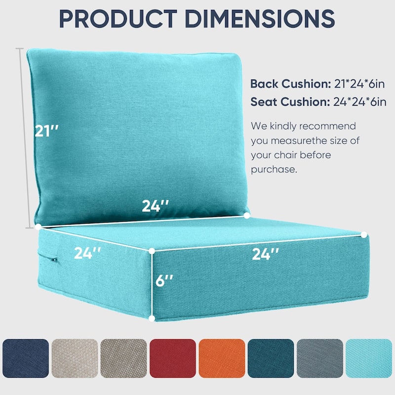Outdoor Deep Seat Cushion Set 24 x 24 x 6 Inch