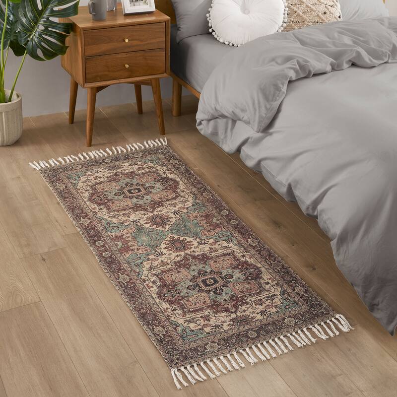 Jessica Simpson Machine Washable, Slip Resistant Accent and Runner Rugs with Fringe - Rust - 2'2" x 5'6"