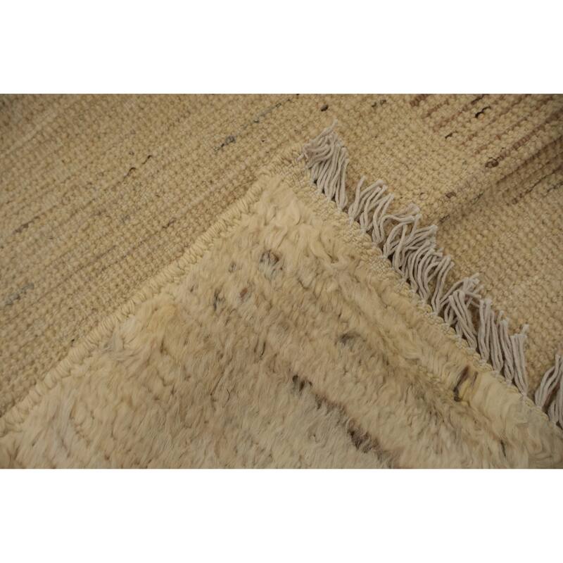 Hand Knotted Oriental 100% Wool Carpet Modern Geometric Beige & Ivories Moroccan Area Rug - 9' 10'' X 8' 3''