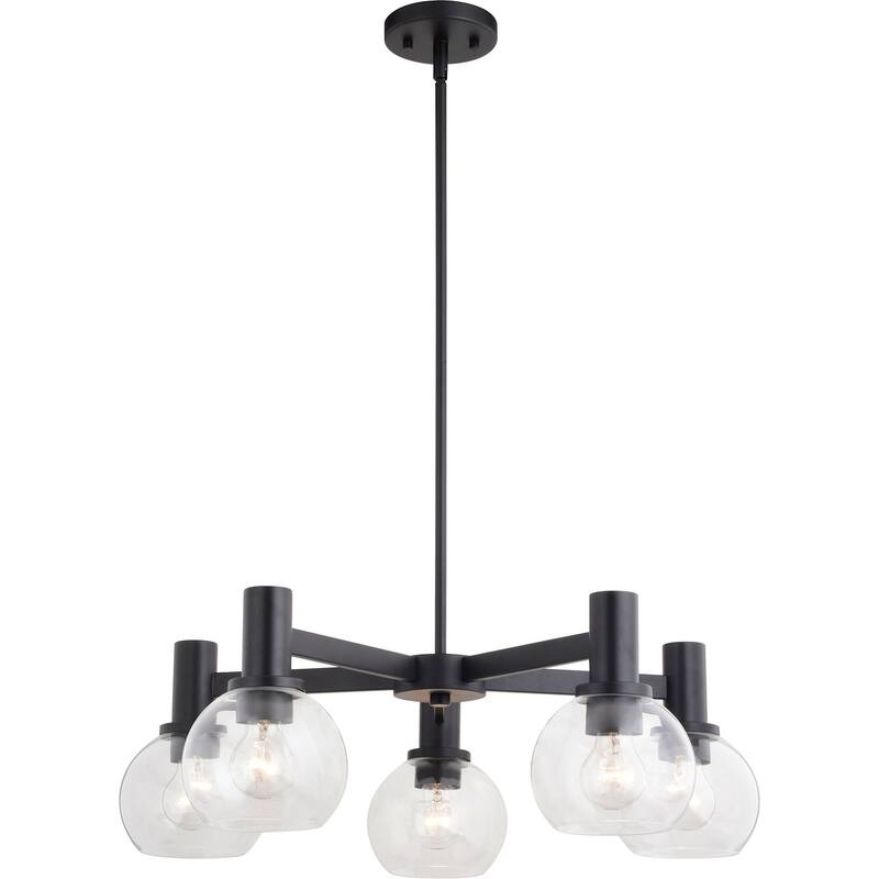 Vaxcel Lighting H0296 Marshall 5 Light 27" Wide Chandelier with Clear - Matte Black