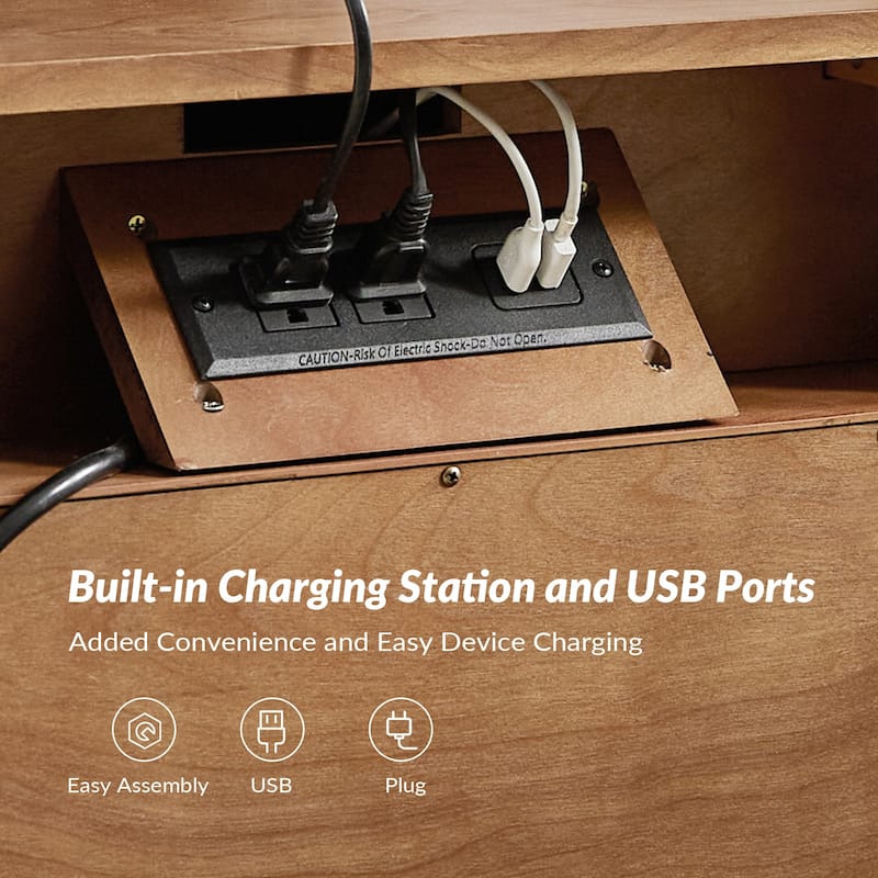 Muriel Farmhouse 3 Drawers End Table with Built-In Outlets by HULALA HOME