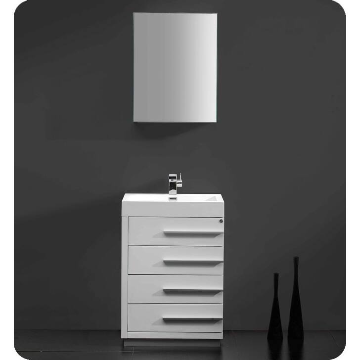 Fresca Livello 23-3/8" MDF Vanity With Mirrored Medicine Cabinet,