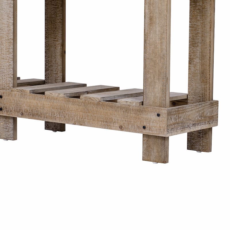 63'' Long Console Table, Entryway Display Table with Natural Wood Grain, Vintage Sofa Table w/ Bottom Shelf