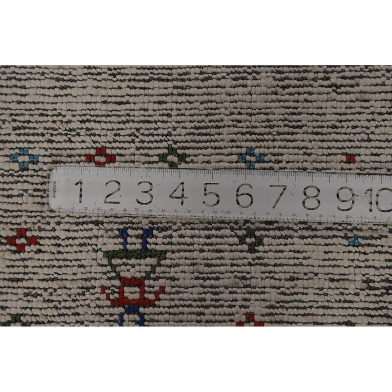 Tribal Gabbeh Oriental Area Rug Handmade Beige Silk Carpet - 8'10" x 11'6"