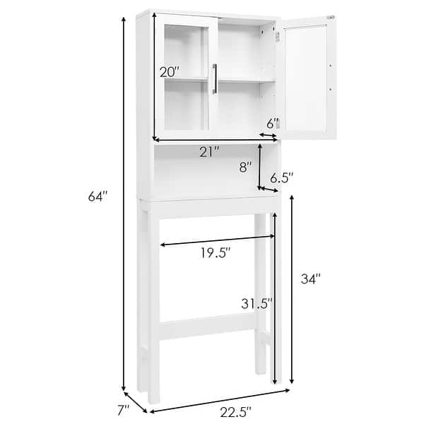 Costway Over the Toilet Storage Cabinet Bathroom Space Saver - See ...