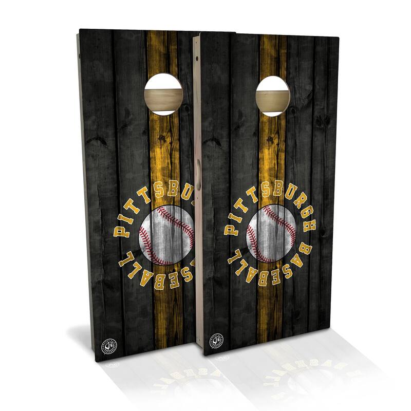 Pittsburgh Baseball Outdoor Cornhole Board Set - Backyard 2x4 - Include Case + Hole Lights