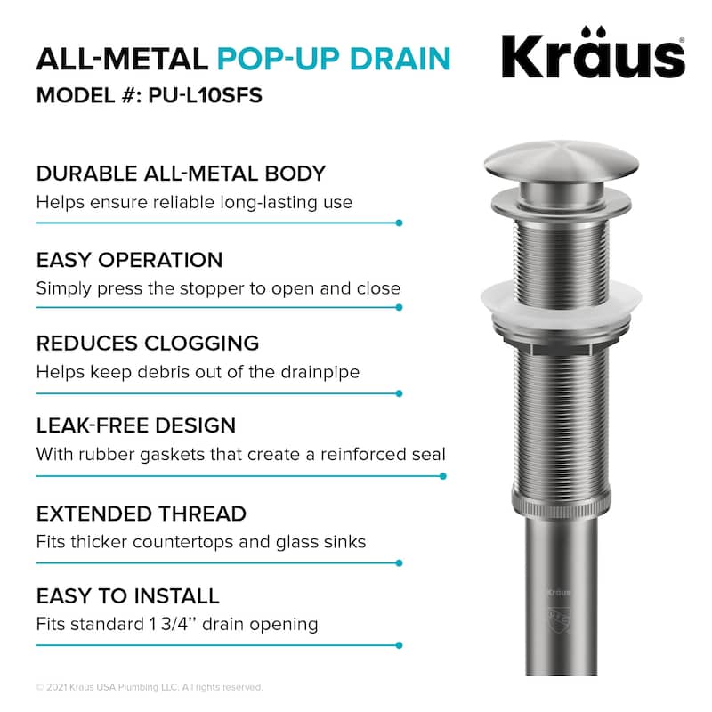 Kraus Pop-Up Drain Assembly Without Overflow