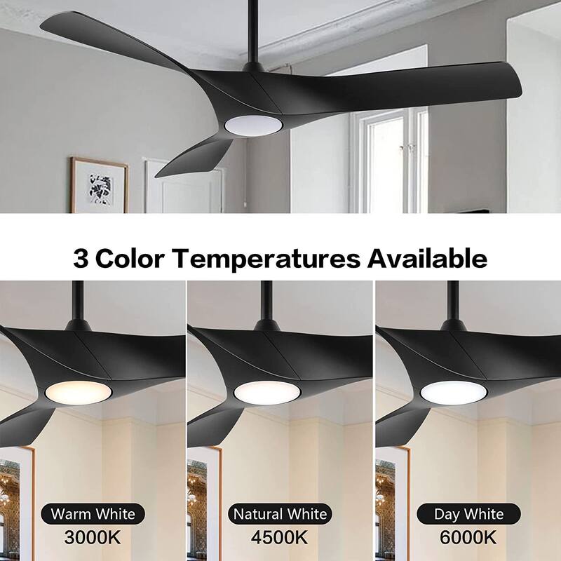 WINGBO 52" Ceiling Fan with Lights and Remote Noiseless Reversible DC Motor - N/A