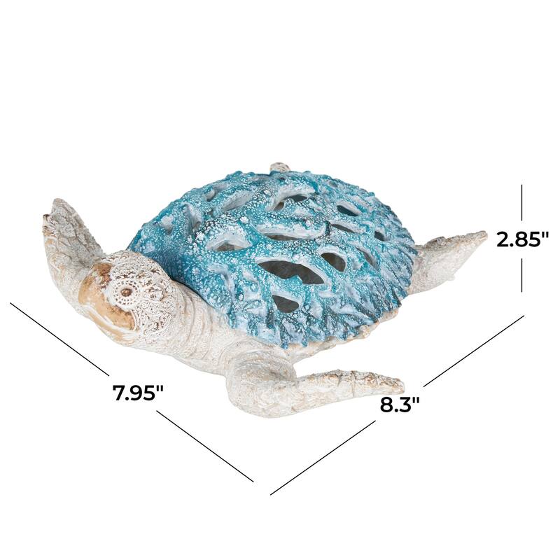 Polystone Textured Swimming Sea Turtle Decorative Sculpture with Red Shell - Reb or Blue