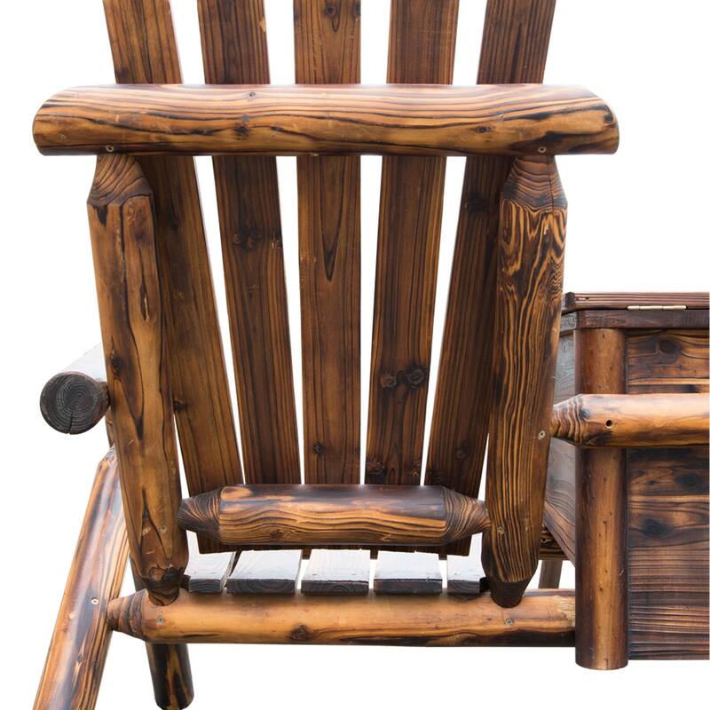 Outsunny Wooden Outdoor Two Seat Adirondack Patio Chair with Ice Bucket