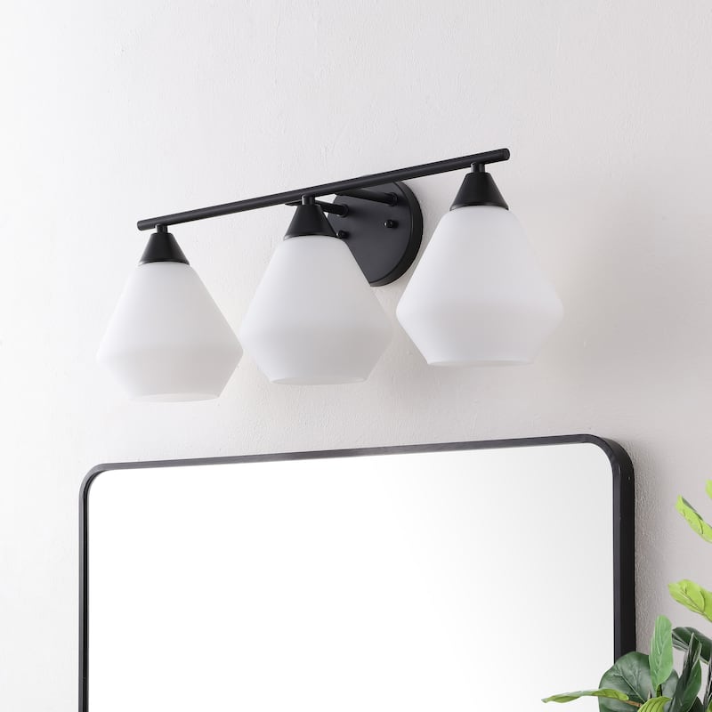 SAFAVIEH Lighting Needa 3 Light 24-inch Wall Sconce - 24 In. W x 9 In. D x 10 In. H - 24Wx9Dx10H - Black/White