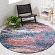 preview thumbnail 52 of 99, SAFAVIEH Evoke Erika Modern Abstract Distressed Rug 6'7" Round - Navy/Orange - Round