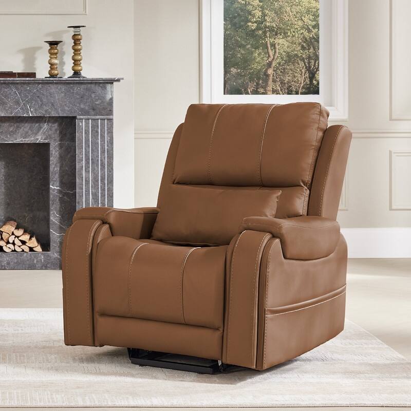 Spruce & Spring Leather Lift Recliner Chair for Elderly with Heat and Massage
