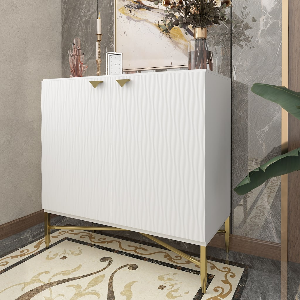 White Floor Cabinet Buffet Cabinet with 2 Doors, Hallway Cabinet Entry Cabinet File Cabinet Pantry Cabinet