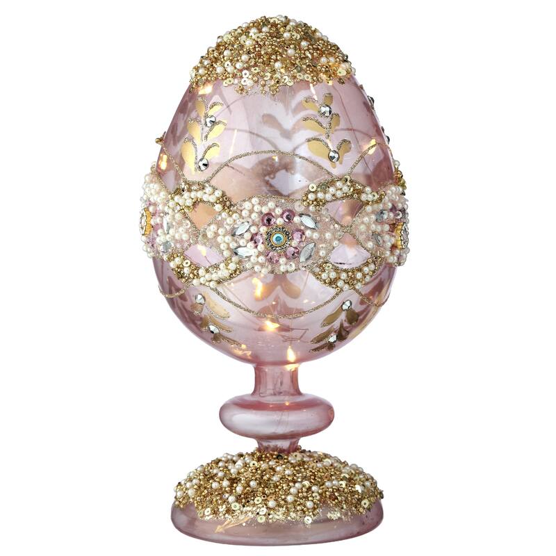 8"Glass LED Egg Pedestal With Jewel