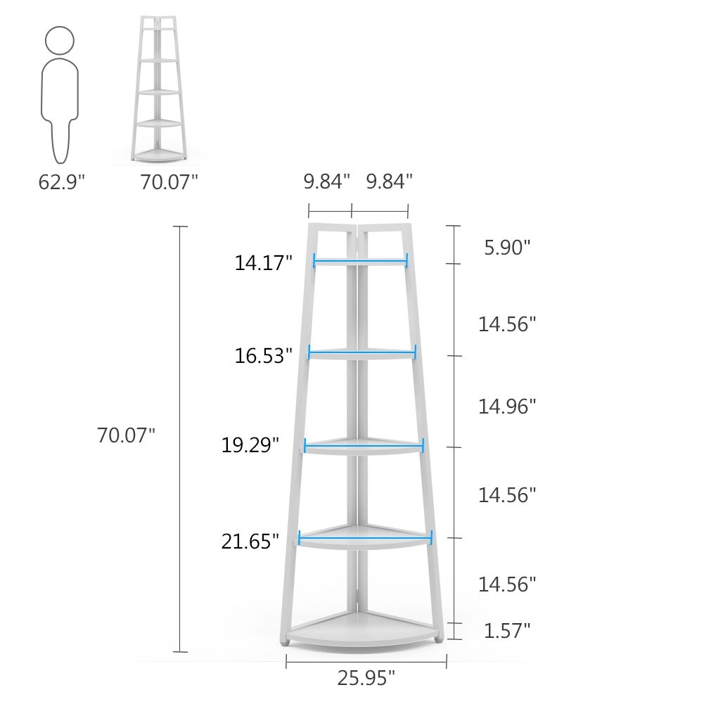 70 Inch Tall Corner Shelf 5 Tier Corner Bookshelf Bookcase Plant Stand Overstock 32764610